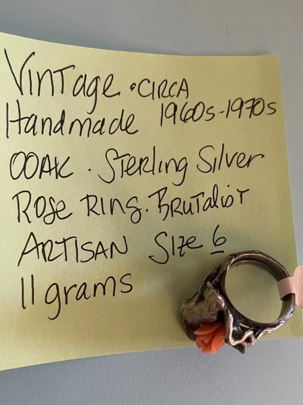 Vintage Sterling Silver Ring Abstract Handmade Statement Rose Free Form Size 6